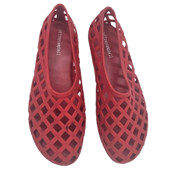Jeffrey Campbell Shoes - Jeffrey Campbell JELLZ Red Perforated Jelly Flat Women’s US 10 Preowned